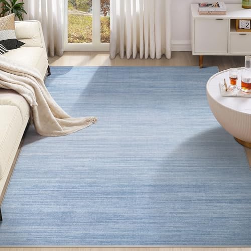 UERMEI 10x14 Washable Area Rug - Neutral Modern Abstract Living Room Rugs, Non-Slip Soft Large Indoor Floor Carpet for Bedroom Home Office & Under Dining Table Decor, Blue