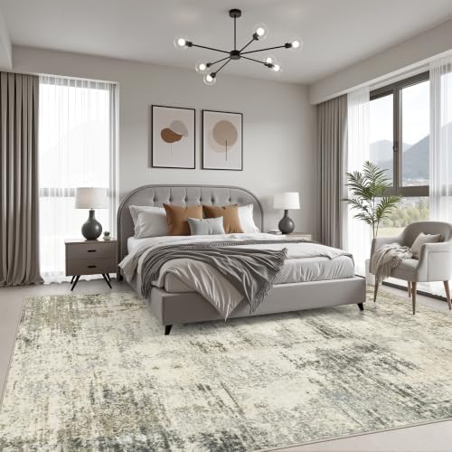 8x10 Area Rug Living Room: Modern Washable Soft Carpet Ash Brown