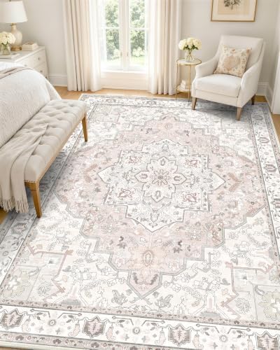 OLANLY 5x8 Washable Area Rug, Soft Non Slip Carpet for Bedroom Living Room