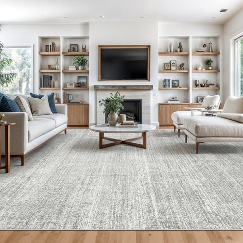 Valenrug 9x12 Area Rug Non Slip, Large Washable Rugs for Living Room Grey
