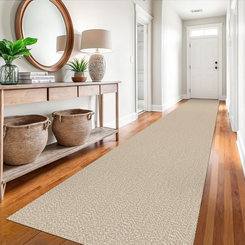 EARTHALL Washable Runner Rug, Non Slip Hallway Runner, 3x16 Ft, Sand/Beige