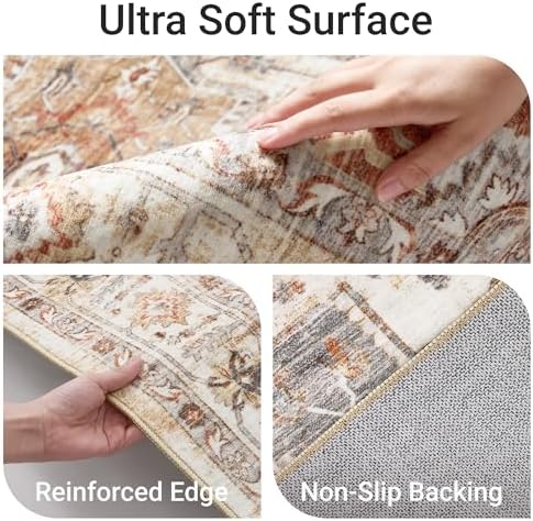 befbee 2x6 Hallway Runner Rug Non Slip Washable Kitchen Rugs Turmeric