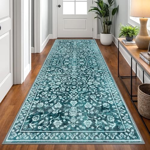 Washable Vintage 3x8 Runner Rug Non Slip Runners for Hallway