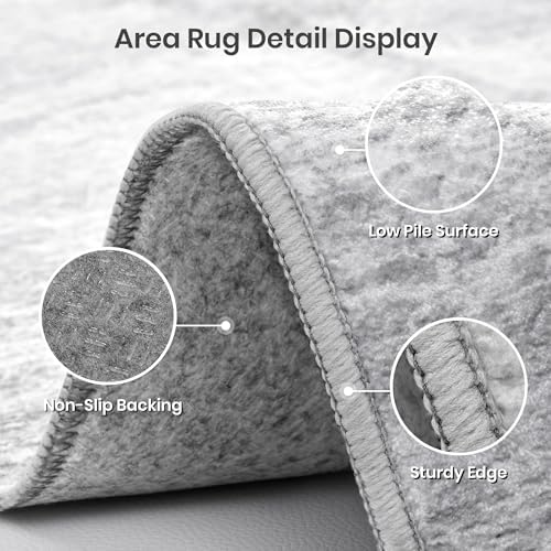 Valenrug 8x10 Area Rugs for Living Room, Large Washable Rug Non Slip Grey