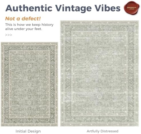 OPPODREAM Vintage Light Green Area Rugs 4' Round, Rug for Living Room