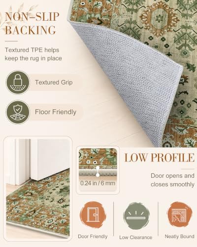 OLANLY 8x10 Washable Area Rug, Soft Non Slip Carpet for Bedroom Living Room