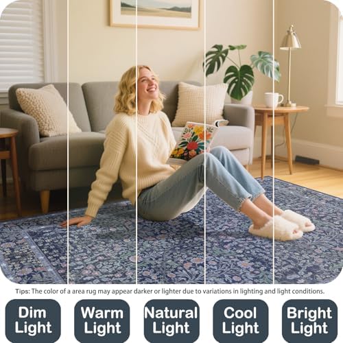 2'6" x 10' Runners Rug for Kitchen Washable Soft Carpet (Blue)