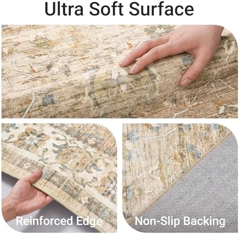 befbee 8x10 Area Rugs for Living Room, Washable Vintage Non Slip Rug