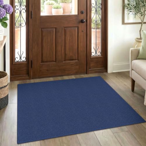 EARTHALL Washable Entryway Rug, Non Slip Doormat, 3x4 Ft, Heathered Blue