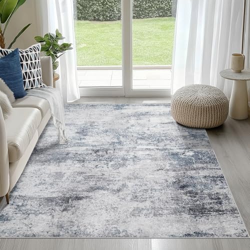 4x6 Area Rugs for Living Room Washable Bedroom Dining Room Blue Grey