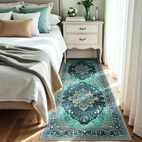 RELEANY Washable Area Rug, Runner 3'x6', Teal