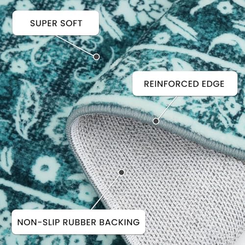 Washable Vintage 3x8 Runner Rug Non Slip Runners for Hallway