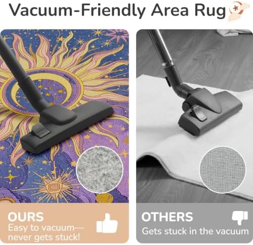 Vacuum-Friendly, 6x9 Washable Area Rug, Pink Purple Blue Gold