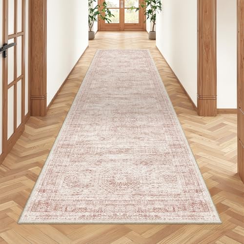 2x8 Runner Rug Non Slip,Washable Hallway Runner Rug,Pink