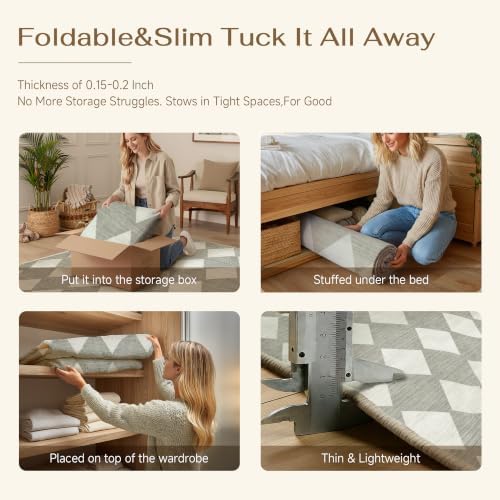 PureCozy Grey 2'6x8 Washable Runner Rug Kitchen Non Slip Checkered Carpet