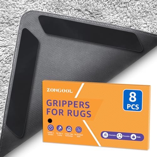 ZONGOOL 8PCS Rug Tape Non Slip Rug Pad Grippers Double Sided Carpet Tape