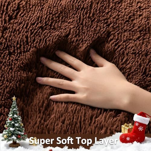 Ophanie Brown Rugs for Living Room Bedroom, 6x9 Fluffy Fuzzy Furry Carpet,Plush Soft Shaggy Bedside Indoor Floor Area Rug for Kids Girls Boys Baby Teen Dorm Nursery Decor with Over 99 pcs Pile fibers