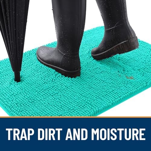 OLANLY Dog Door Mat for Muddy Paws 44x24, Super Absorbent Chenille Mud Mat