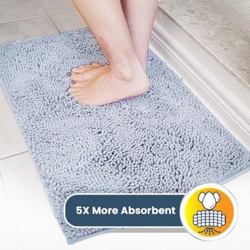 Muddy Mat® | Super Water Absorbent Door Mat Indoor, Microfiber Quick Dry Chenille Entryway Rug, Slip Resistant Front Door Mat, Indoor Mats for Entryway, Machine Washable Pet Rug, Baby Blue 19"X30"