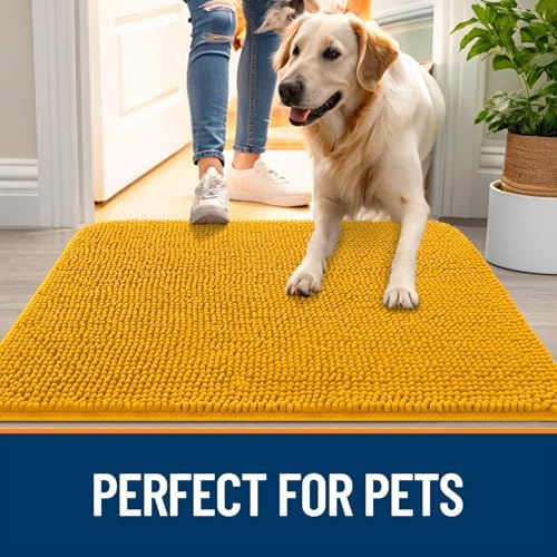 OLANLY Dog Door Mat for Muddy Paws 54x24, Super Absorbent Chenille Mud Mat
