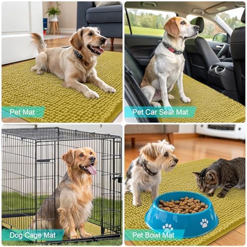 OLANLY Dog Door Mat for Muddy Paws 30x20, Super Absorbent Chenille Mud Mat