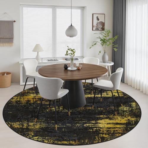 Round Area Rug Living Room: 8 ft Modern Washable Indoor Carpet