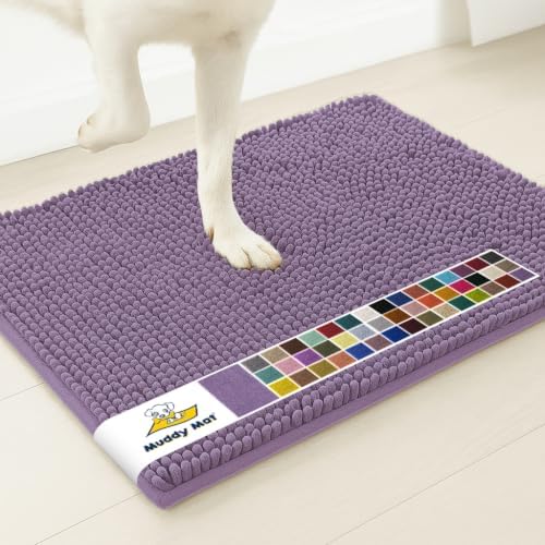 Muddy Mat® | Super Water Absorbent Door Mat Indoor, Microfiber Quick Dry Chenille Entryway Rug, Slip Resistant Front Door Mat, Indoor Mats for Entryway, Machine Washable Pet Rug, Lavender 24" x 40"