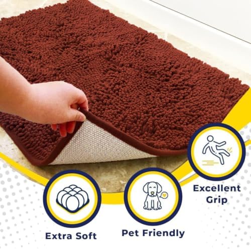 Muddy Mat® | Super Water Absorbent Door Mat Indoor, Microfiber Quick Dry Chenille Entryway Rug, Slip Resistant Front Door Mat, Indoor Mats for Entryway, Machine Washable Pet Rug, Terracotta 36" x 46"