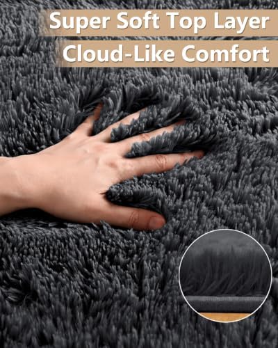 Smiry Round Area Rugs for Living Room Bedroom 4x4 ft, Fluffy Carpet