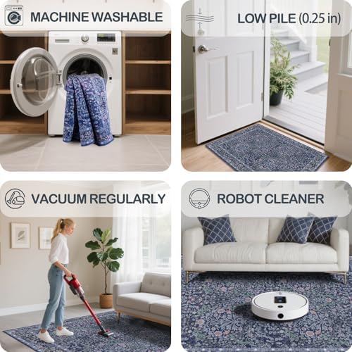 2'6" x 10' Runners Rug for Kitchen Washable Soft Carpet (Blue)
