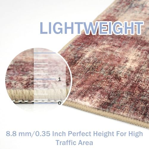 IOHOUZE Abstract Runner Rug 2x6 Ft Washable Runners for Hallways, Non Slip Kitchen Runner Printed Faux Wool Entryway Runner Indoor, Modern Abstract Floor Carpet for Hall Kitchen Bedroom, Red/Multi