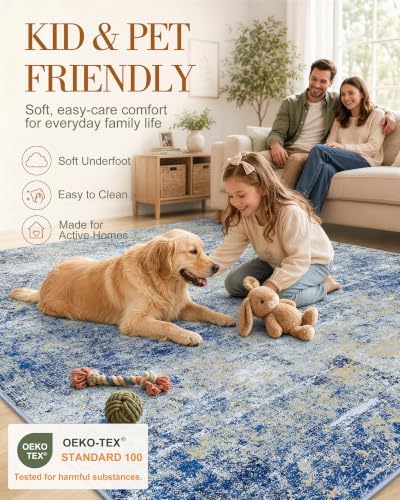 OLANLY 4x6 Washable Area Rug, Soft Non Slip Carpet for Bedroom Living Room