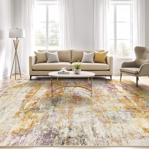 LOONGRUG 10x14 Area Rugs Washable Large Neutral Modern Living Room Rug