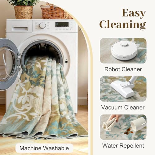 6x9 Washable Non-Slip Area Rug for Living Room (Orange Yellow)