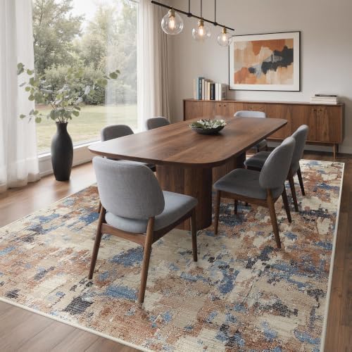BEIMO 5x7 Area Rugs for Bedroom, Desert Blue Beige Washable Abstract Rug