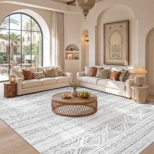 cotiled Boho 7x9 Area Rug for Living Room: Large Moroccan Washable Rug