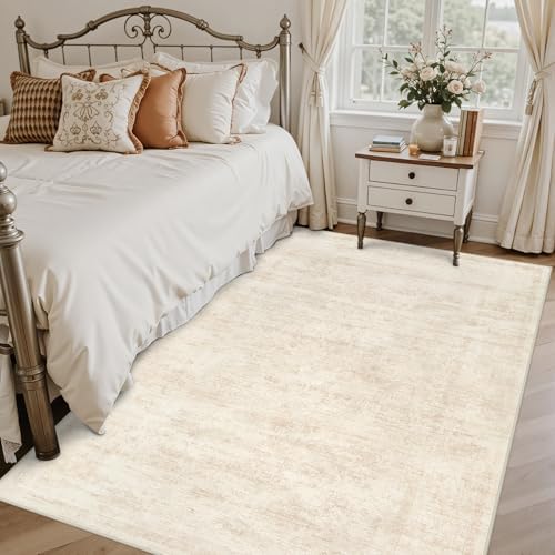 6x6 Area Rugs Living Room: Bedroom Washable Carpet Retro Beige