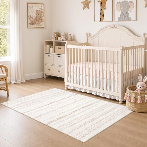 Nakagishi Boho 3x5 Area Rug Living Room Rugs Machine Washable Beige/Brown