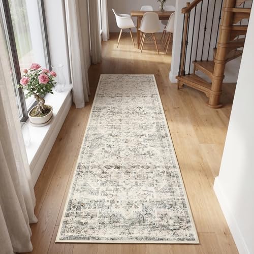 GarveeHome Washable Rug Runner 2x6 Vintage Runners for Hallways Beige