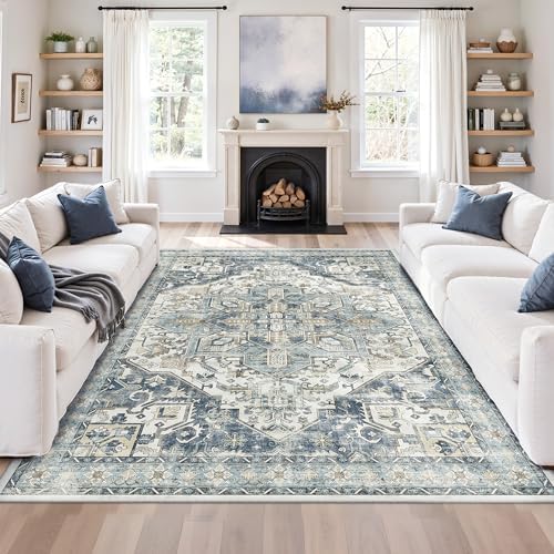 zesthome 6x9 Area Rugs for Living Room,Large Washable Rug,Blue