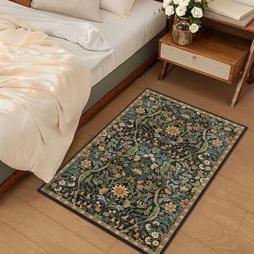 Floral 2x3 Entryway Rug Washable Doormat Indoor Throw Rug, Brown