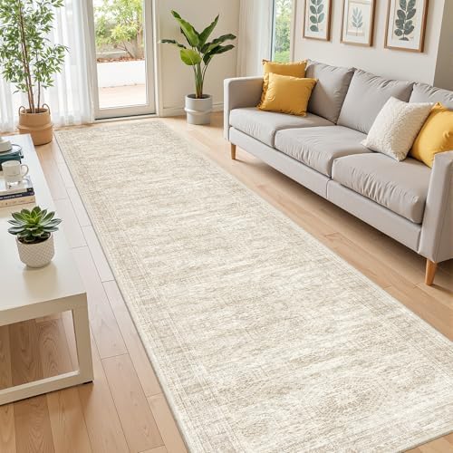 2x12 Runner Rug Non Slip,Washable Hallway Runner Rug,Beige