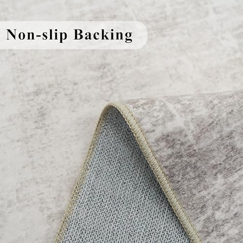 3x7 Washable Hallway Runner Rug: Abstract Stain Resistant Kitchen Rug Farmhouse Ultra Soft Bathroom Bedroom Entryway Printed Floor Mat Thin Non-Slip Carpet for Living Room Laudry(3x7,Beige/Cream)