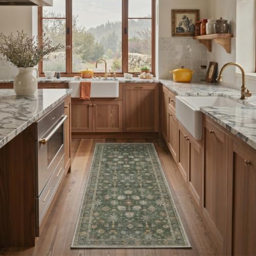 Bavni 6X9 Living Room Area Rug, Boho Floral Vines Washable Non Slip