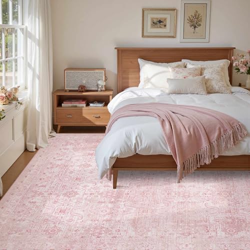 Rugxara Pink Rug 6x9 Area Rugs Washable Rug for Living Room Girls Bedroom