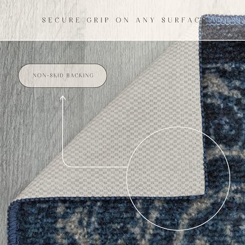 Maples Rugs Pelham Vintage Medallion Area Rugs, 1'8 x 2'10, Navy/Grey