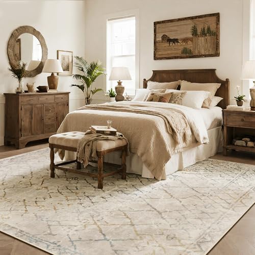 8x10 Washable Area Rugs for Living Room,Bedroom,Dining Room- Morocco Camel
