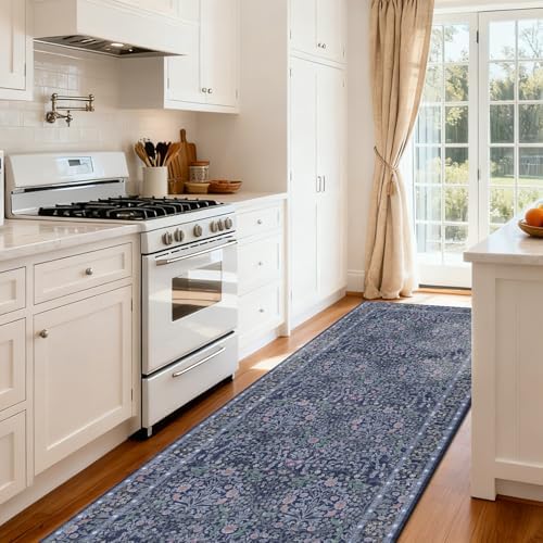 2'6" x 10' Runners Rug for Kitchen Washable Soft Carpet (Blue)
