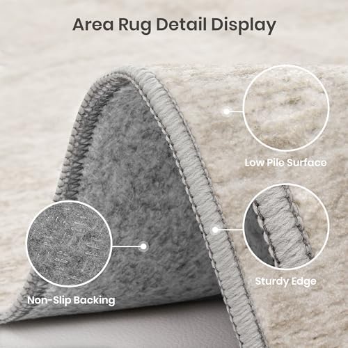 Valenrug 7x9 Area Rug Non Slip, Washable Area Rugs for Living Room, Beige