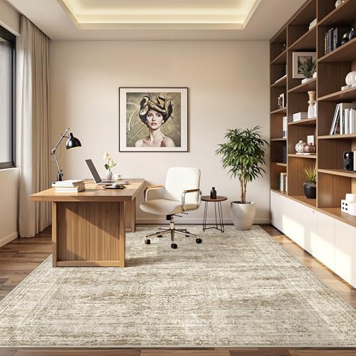 6x9 Area Rugs for Living Room,Large Washable Rug,Brown